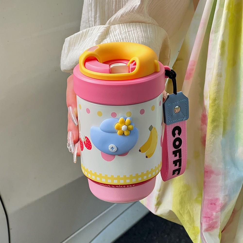 

Simple stainless steel coffee cup portable straw thermos cup 316 portable couple female student office water cup 500ml