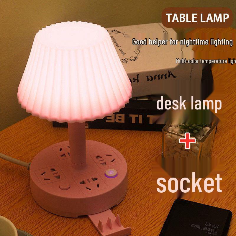 Multi-functional USB Desk Lamp with Adjustable LED Night Light and Power Strip