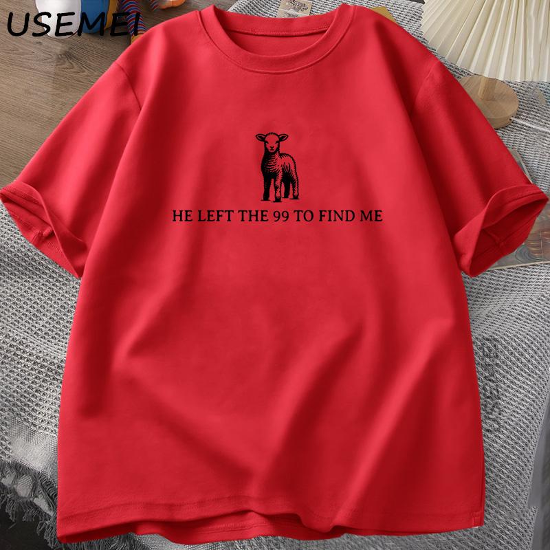 Retro Religious TShirt He Left The 99 T Shirt Christian Bible Verse Tshirt Faith Cotton Short Sleeve Graphic T Shirts Tops XL