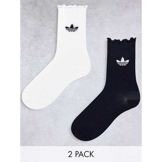 

Набор из 2 пар черных и белых носков с рюшами adidas Originals
