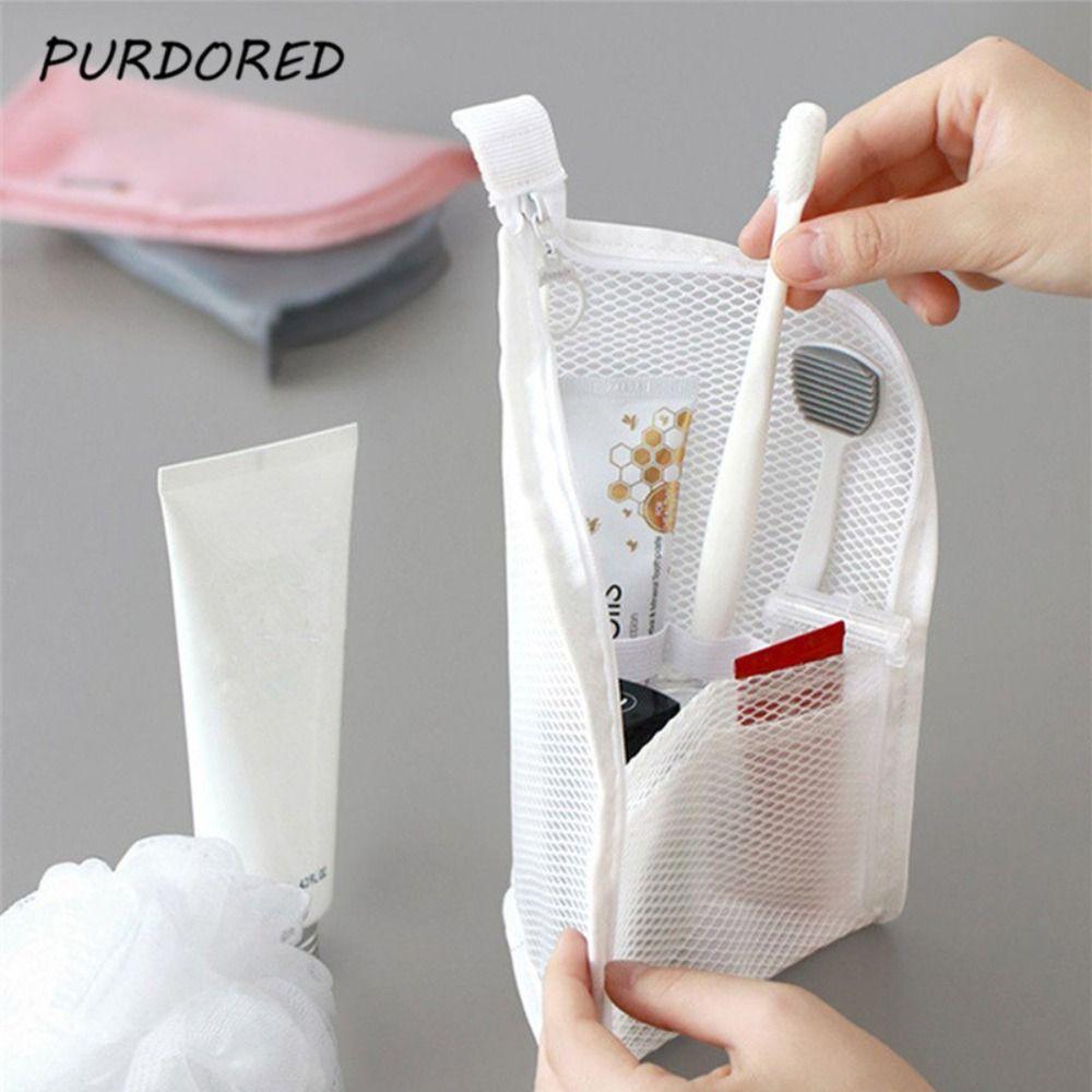 Zipper Makeup Brush Bag Mesh Toothbrush Bag Portable Storage Bag  Bathroom