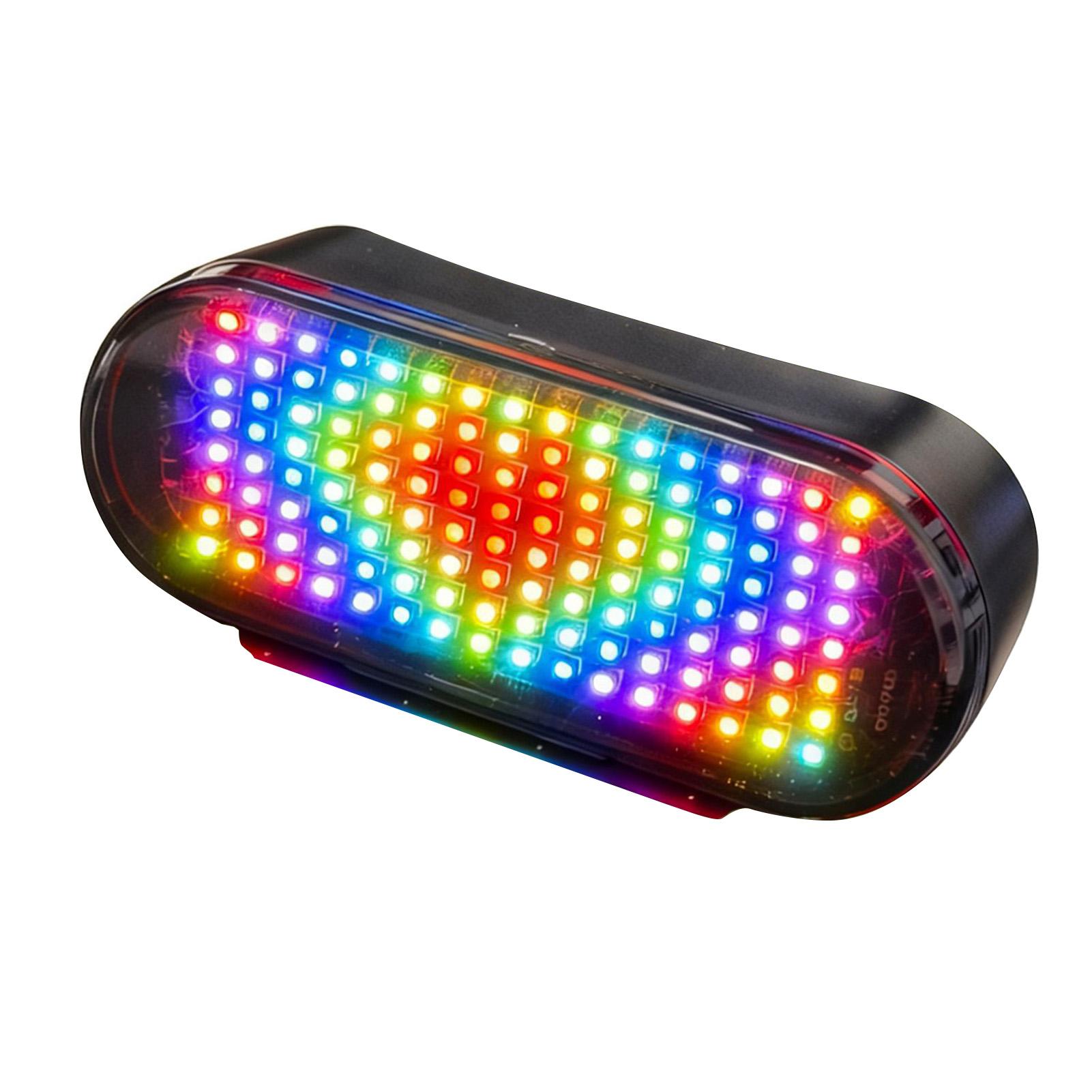 

LED Bike Helmet Light with Remote Control Turn Signal 128 RGB Lights Lightweight Rechargeable for Night Riding Safe Warning