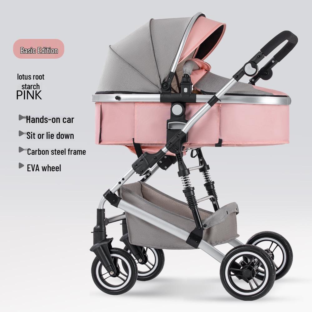 Lightweight Foldable Baby Stroller with Recline & Shock Absorption
