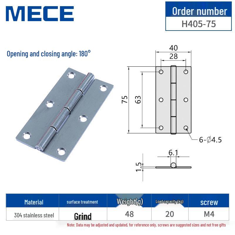 304 Stainless Steel Thickened Cabinet & Wooden Door Hinges