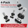 TR416 Valve Stem, 4 Pack Premium Metal Tire Valve Stems For Tubeless Tires, Fits 0.453" & 0.625" Rim Holes, Silver