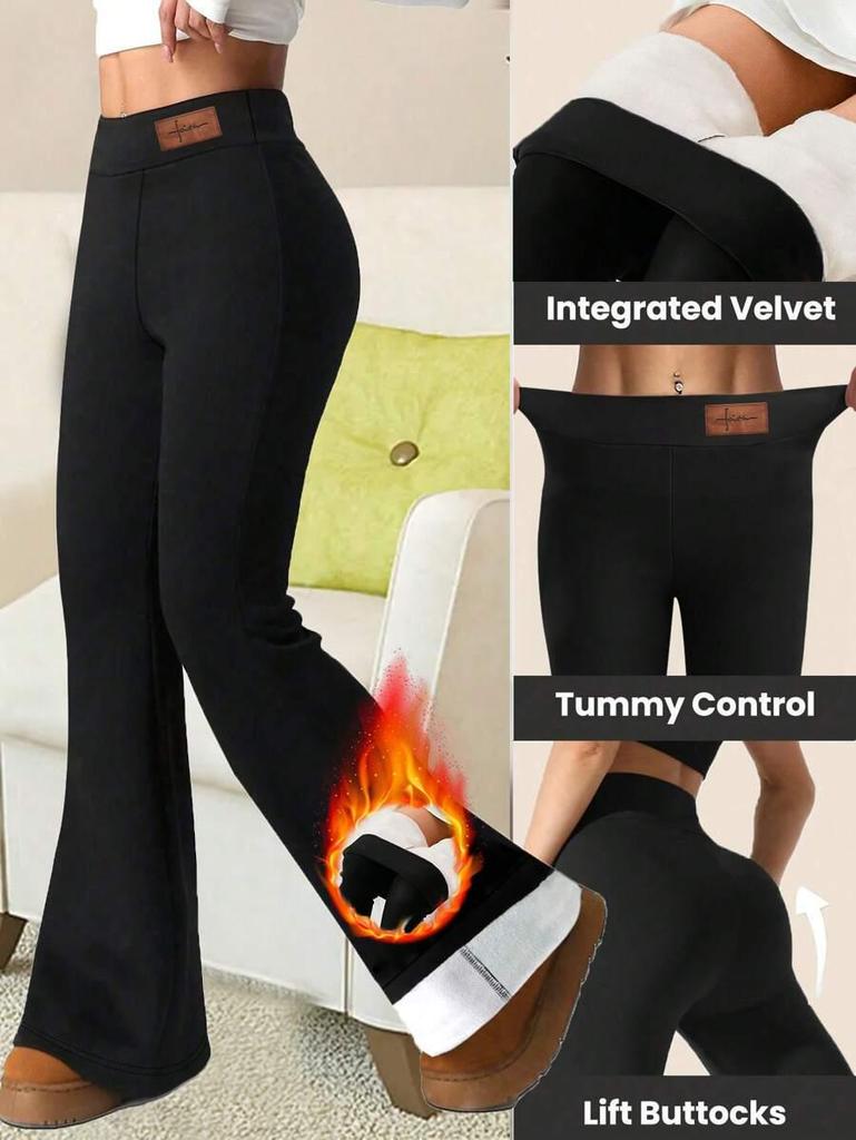 High Waist Fleece Flare Leggings Z91198