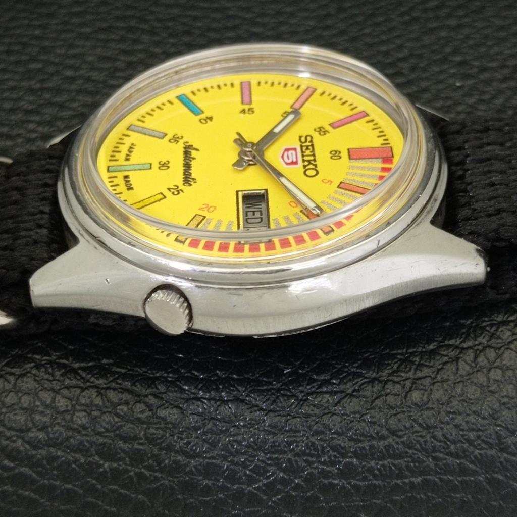 Seiko 5 AUTOMATIC VINTAGE JAPAN 7009A MENS YELLOW COLOR DIAL WATCH A701371-5 R206a-a701371