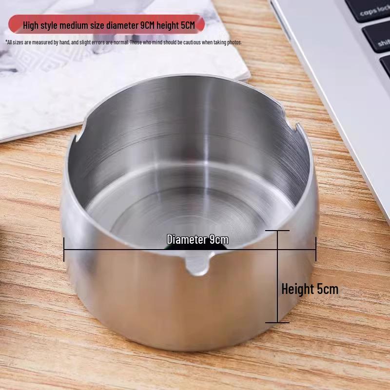Extra Large Stainless Steel Ashtray: Windproof, Anti-Fall Design for Home, Restaurant, Hotel, or Business Gift Use
