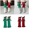 Christmas Holiday Leg Covers 3D Santa Hat Doll Magnetic Hand Holding Leg Warmers Socks with Big Curious Eyes for Women