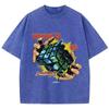 Womans Acid Wash T-Shirts World Is Complicated Cube Prints Tops Crewneck Oversize Cotton Tee Shirts Trend Female Clothes