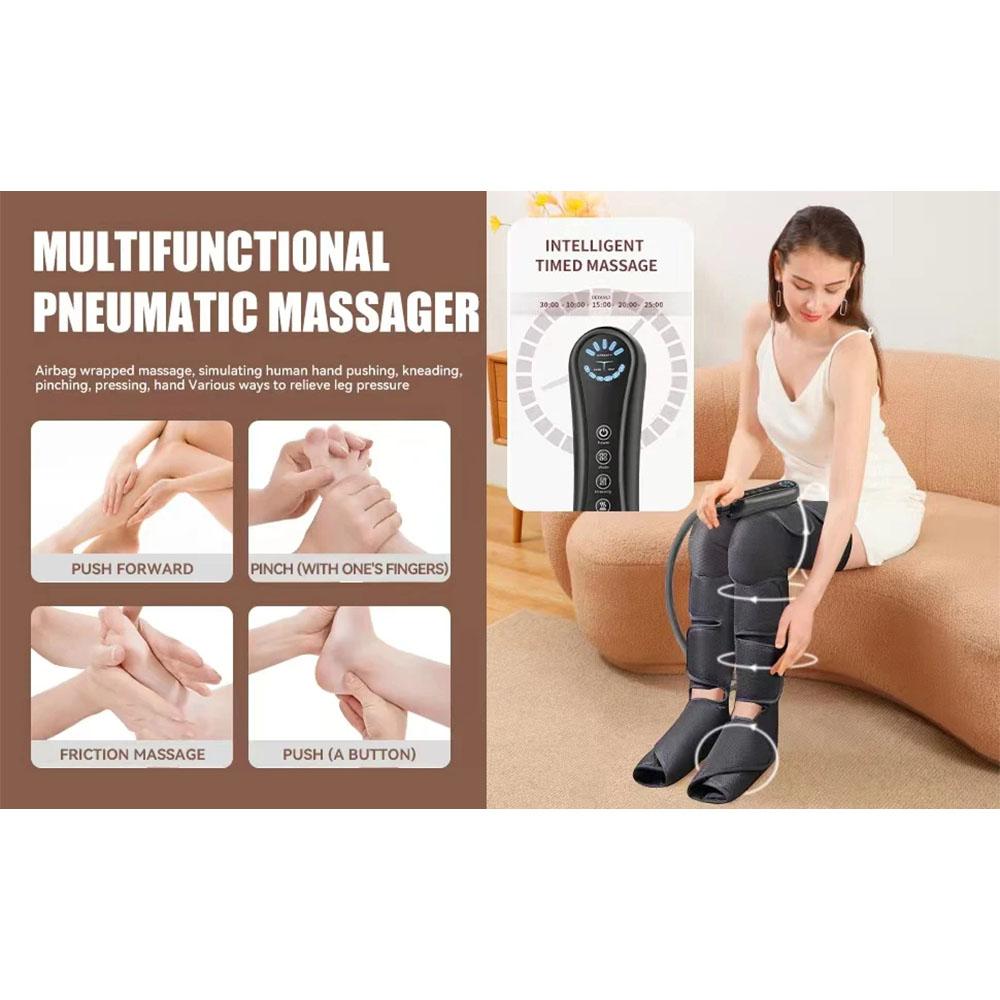 Air Compression Leg Massager Foot Calf Machine Blood Circulation Relaxation Instrument Long Airbag Vibration Heating Knee Tool