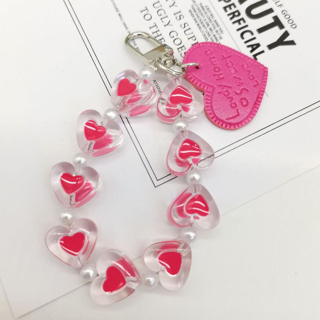 Colorful Beaded Flower Keychain, Kawaii Acrylic Flower Bag Charm with Clip