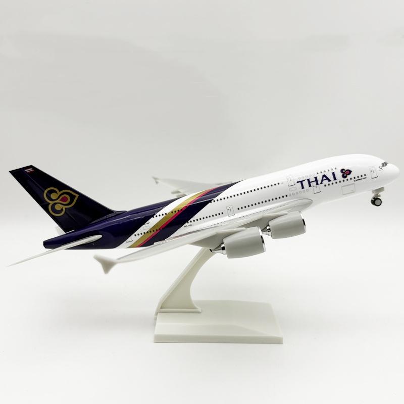 Thai Airways A380 Airplane 30cm 1:240 Scale Model Resin Plane With Base & Wheels Miniature Souvenirs Aircraft Home Decoration