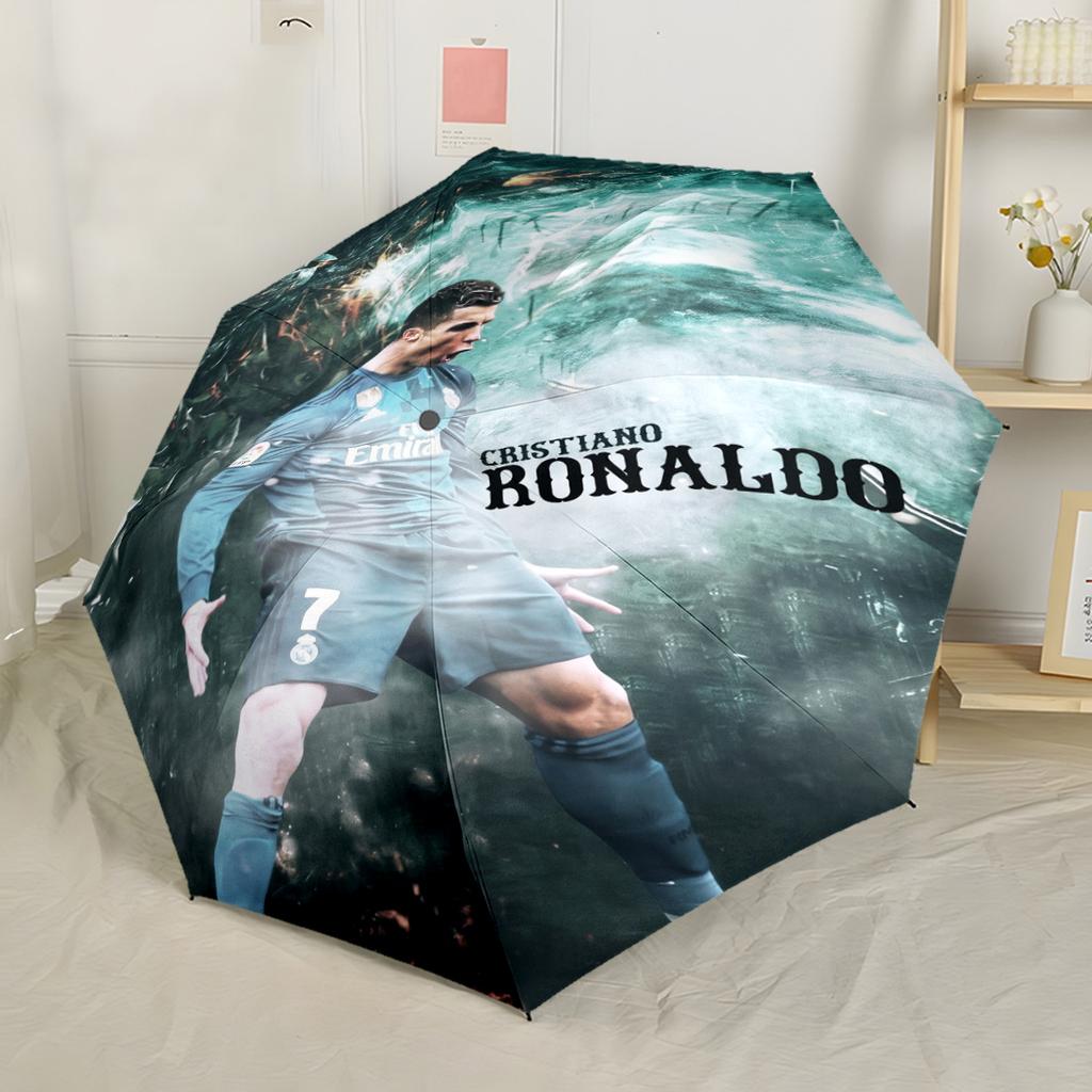 Ronaldo's Legendary Journey Compact Travel Automatic Umbrella Compact 8-Rib Design Compact Design All-Season Use Fashionable Accessory