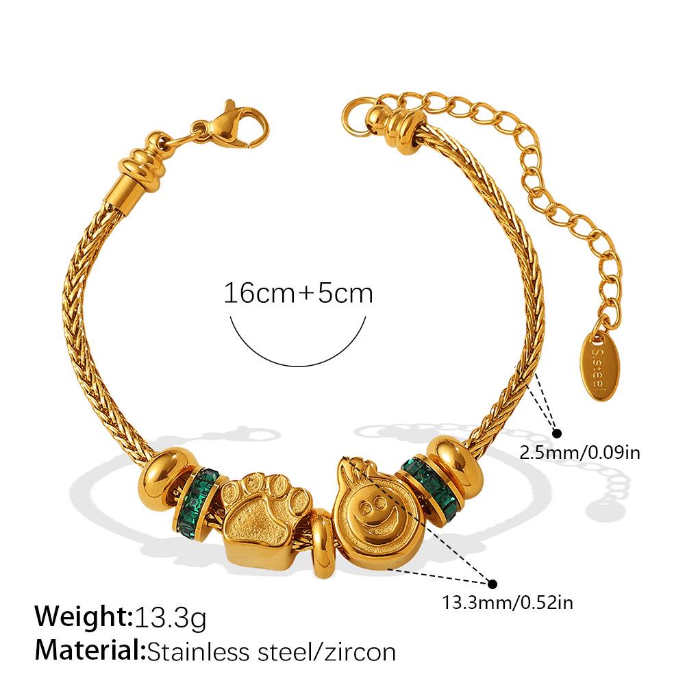 Retro-Stil DIY Schneeflocke Hohl Diamant Anhänger Armband Edelstahl High-End Gold Perlen Armband
