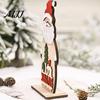 Holiday Desktop Decorations Nordic Style Wooden Christmas Ornaments, Cute Santa Claus/Snowman/Reindeer Window Display Props Figurine for