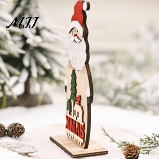 Holiday Desktop Decorations Nordic Style Wooden Christmas Ornaments, Cute Santa Claus/Snowman/Reindeer Window Display Props Figurine for