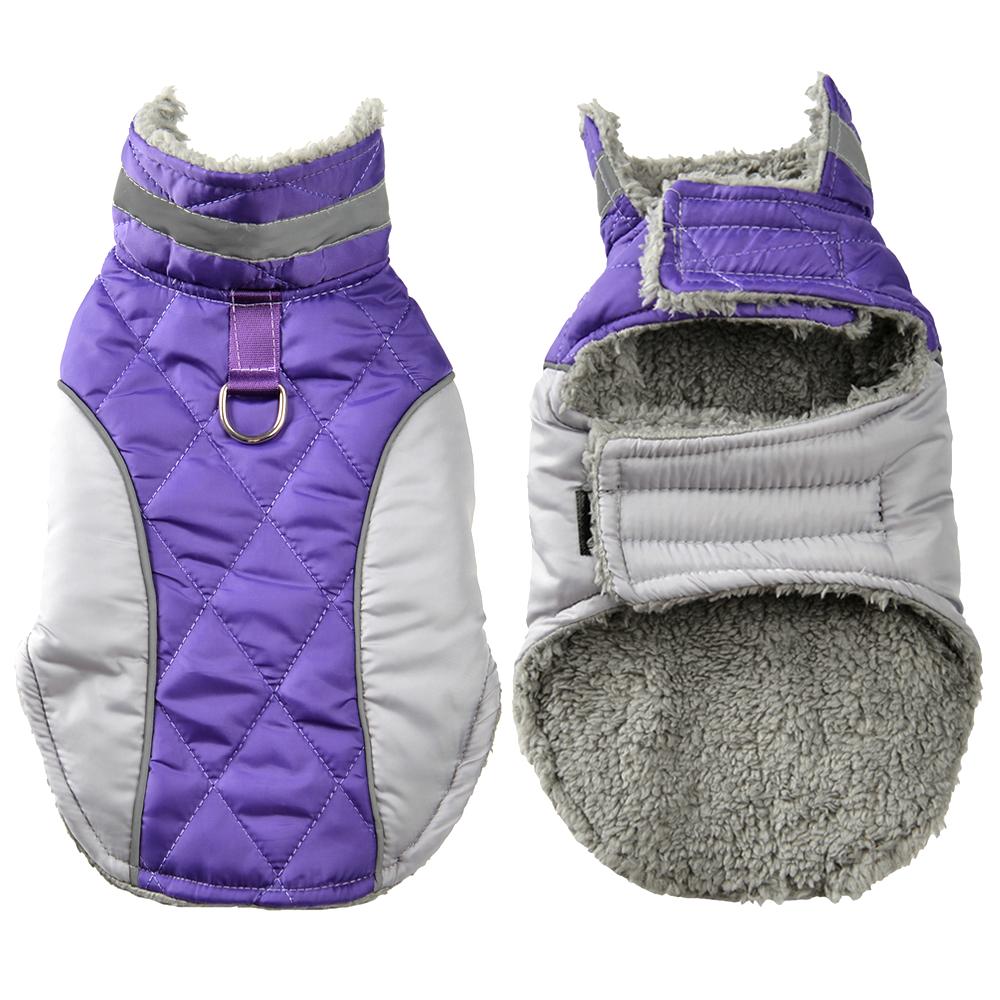 

Fleece Pet Vest Coat With D-ring Plaid Dog Clothes For Small Medium Pets Warm High Neck Dogs Parka For Winter Yorkshire Outfits XS фиолетовый