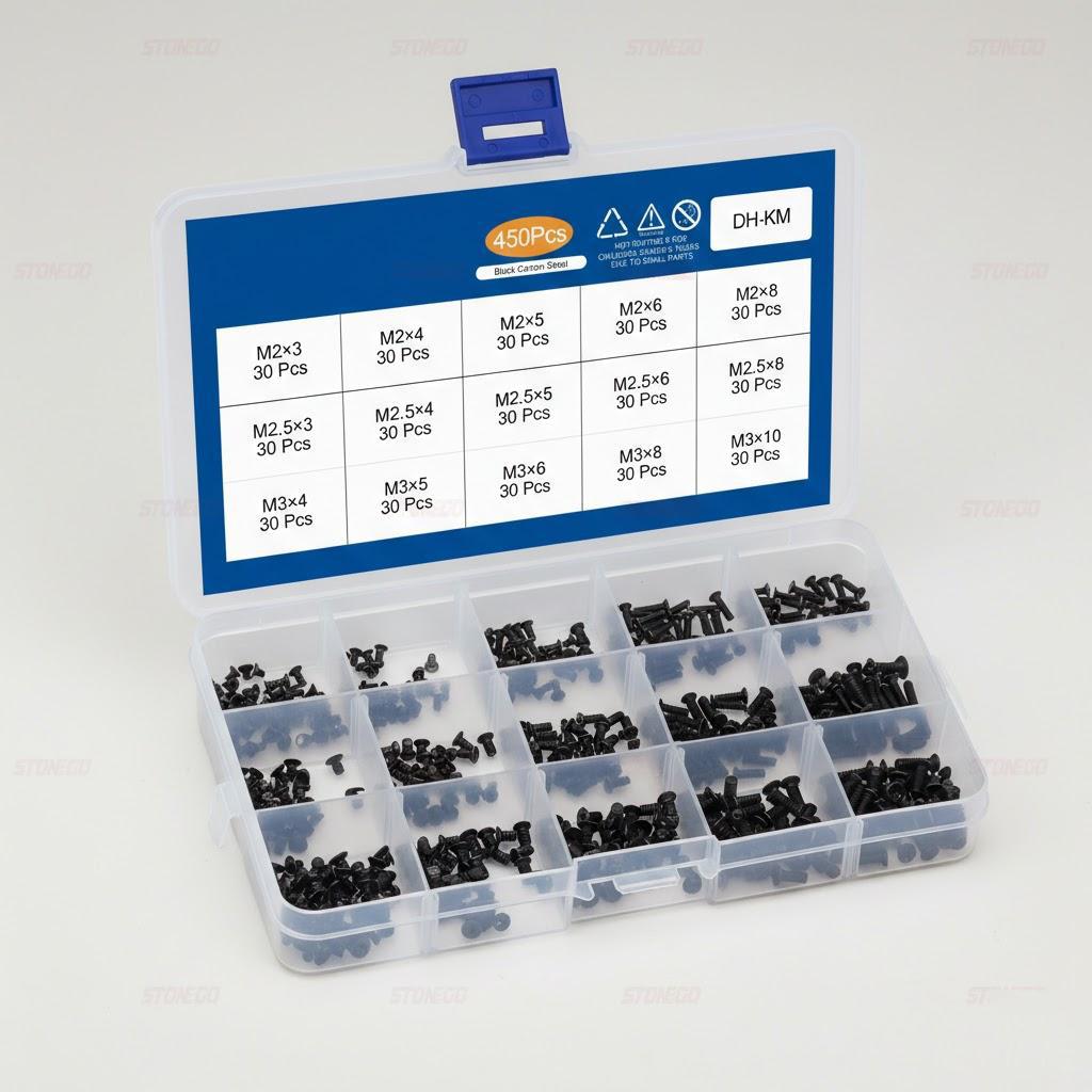 

STONEGO Cross Flat Head Screw Set 450/650/720PCS Countersunk Machine Screws for Laptop Repairs