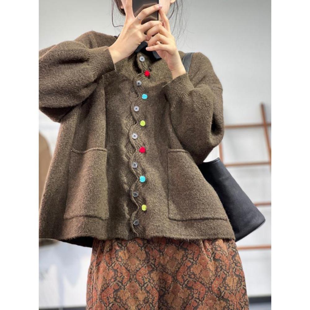 Dimanaf Winter Plus Size Autumn Women Solid Buttons Sweaters Jacket Knitting Fashion Oversize Casual Style Loose Cardigan Sweater