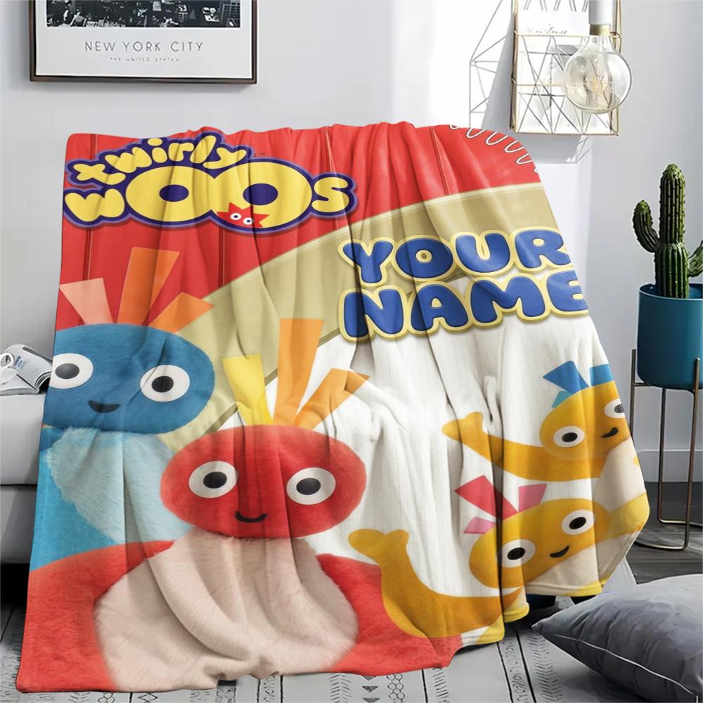 1pz Coperta in Flanella con Nome Personalizzato e Fantasia Twirlywoos Adatta a Tutte le Stagioni per Arredamento Casa Calore e Comfort Regali Regalo Festivo_xia
