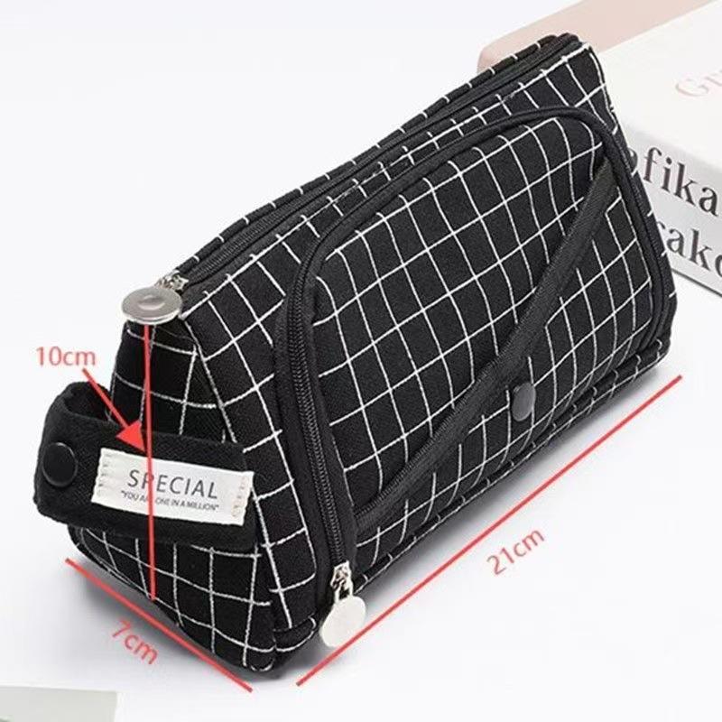 Triangle Black and White Plaid Pencil Case New Student Pencil Case Pencil Case Stationery Storage Bag Large Capacity