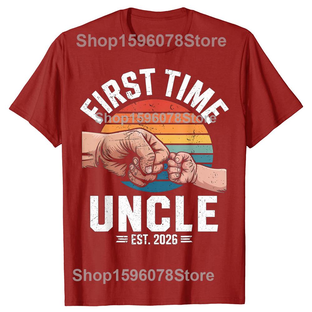 

First Time Uncle Est 2026 Baby Announcement Great Uncle T Shirts Men Streetwear Tee Shirt Short Sleeve Unisex Loose Clothing S