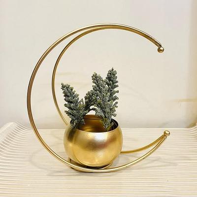 Gallery Moon Shape Brass Flower Vase Antique Design