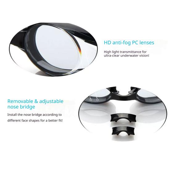 Adults Swim Goggles with Storage Case Waterproof No Leakage Anti-Fog UV Protection Clear Lens Men Women Swimming Goggles Eyewear