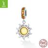 Silver Ziyun Golden Sunburst DIY Bracelet Pendant - Starburst S925 Silver Beaded Jewelry (SCC2210)