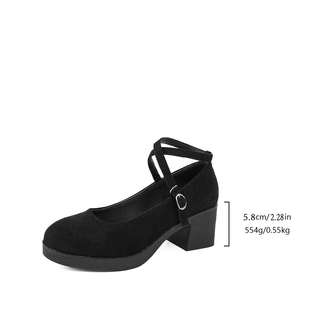 Fashion Women's Shoes 2025 Ankle-wrap Women's High Heels Plus Size Office & Career Pumps Women Chunky Heels Buckle Strap Female Shoes