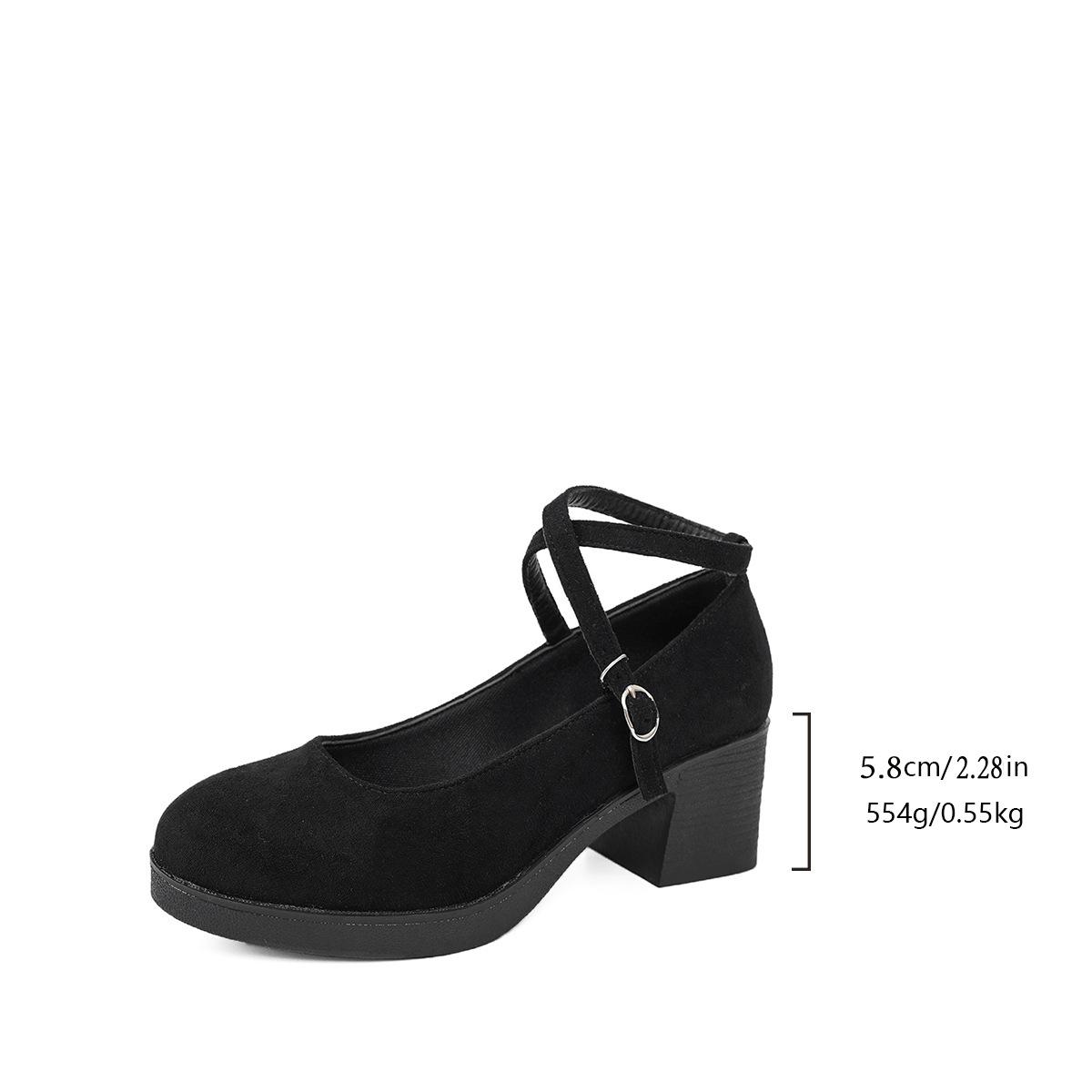 

Fashion Women s Shoes 2025 Ankle-wrap Women s High Heels Plus Size Office & Career Pumps Women Chunky Heels Buckle Strap Female Shoes 42