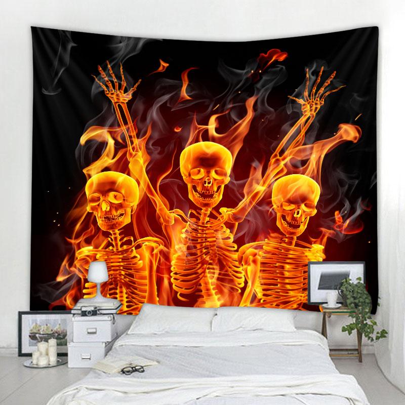 Halloween Party Decoration Tapestry Horror   Bedroom  Flame Skull People