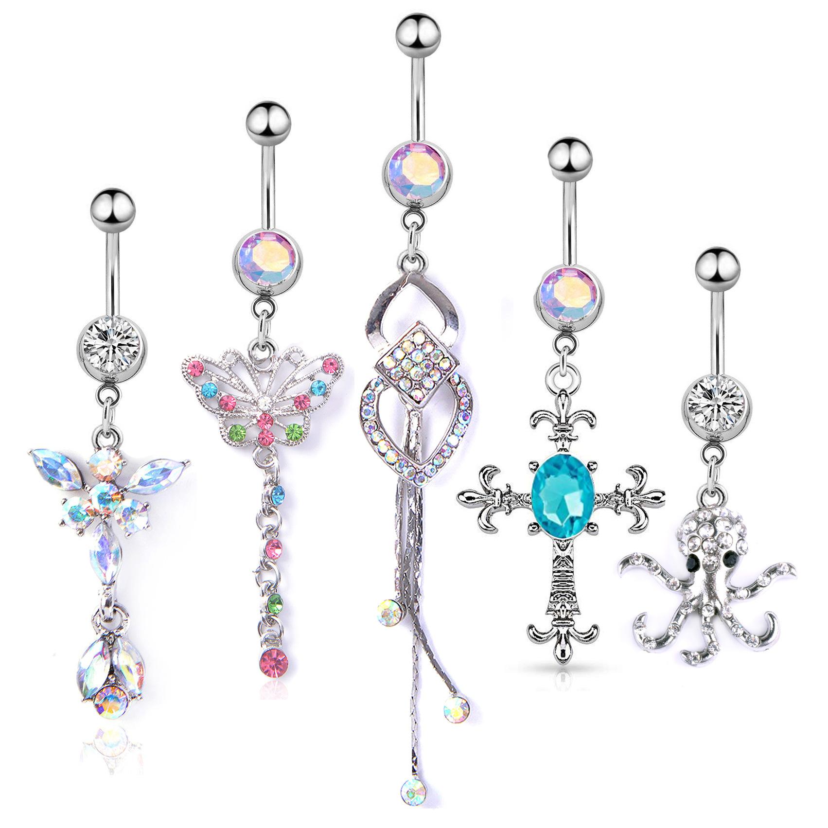 

Новый продукт, 5 шт., костюм, ароматное кольцо в виде бабочки, пупка, пупка, перекрещивающаяся пряжка для пупка, прокол, ювелирные изделия