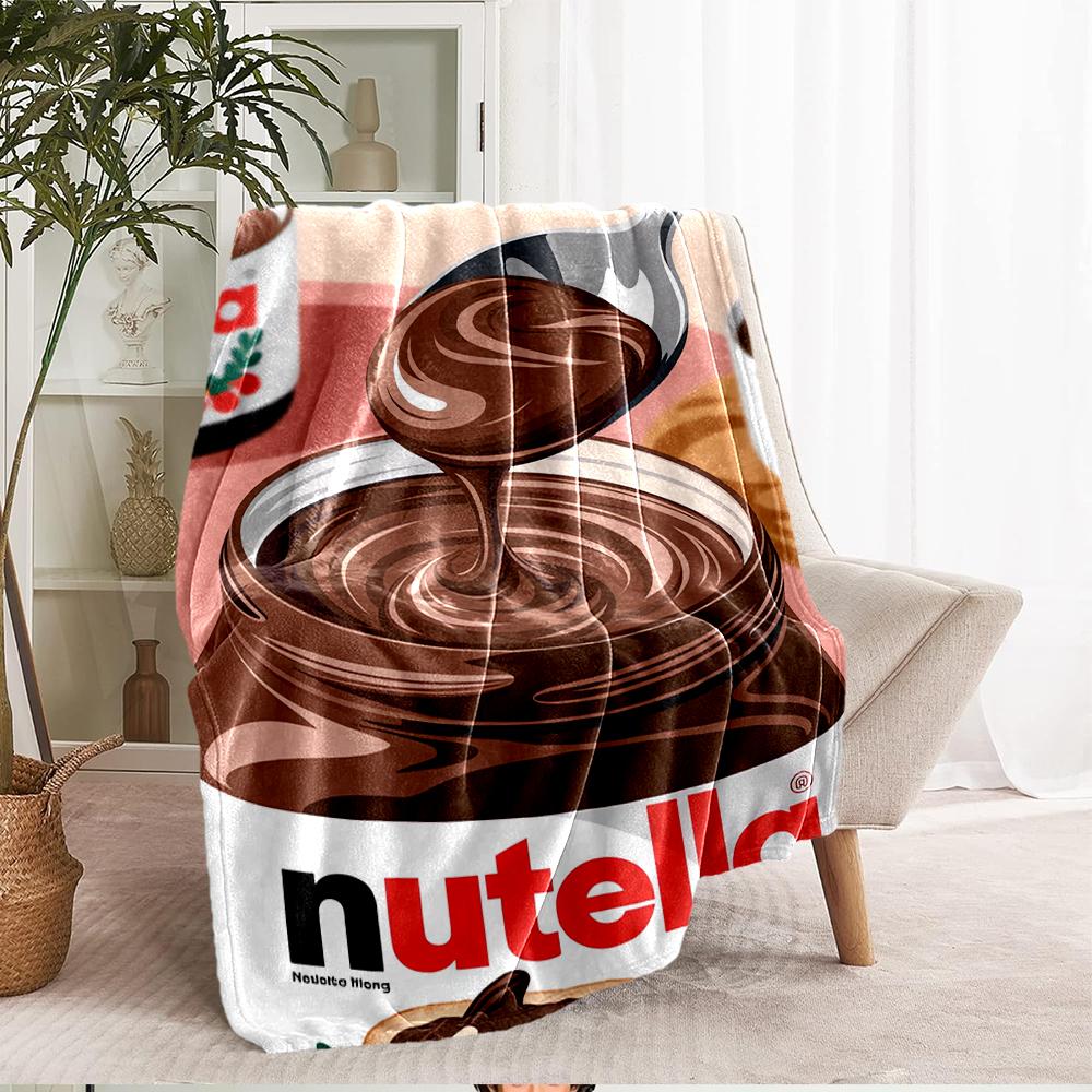 Coperta stampata a tema Nutella - Perfetta per divano, letto, viaggi e uso all'aperto | Lavabile in lavatrice, accogliente e resistente.