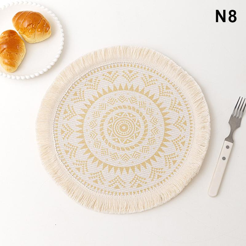 M-Round Placemat Cotton Tassel Antiskid Dining Table Mat Absorbent Insulation Dish Pad Desk Decoration And Accessories Plate Mug