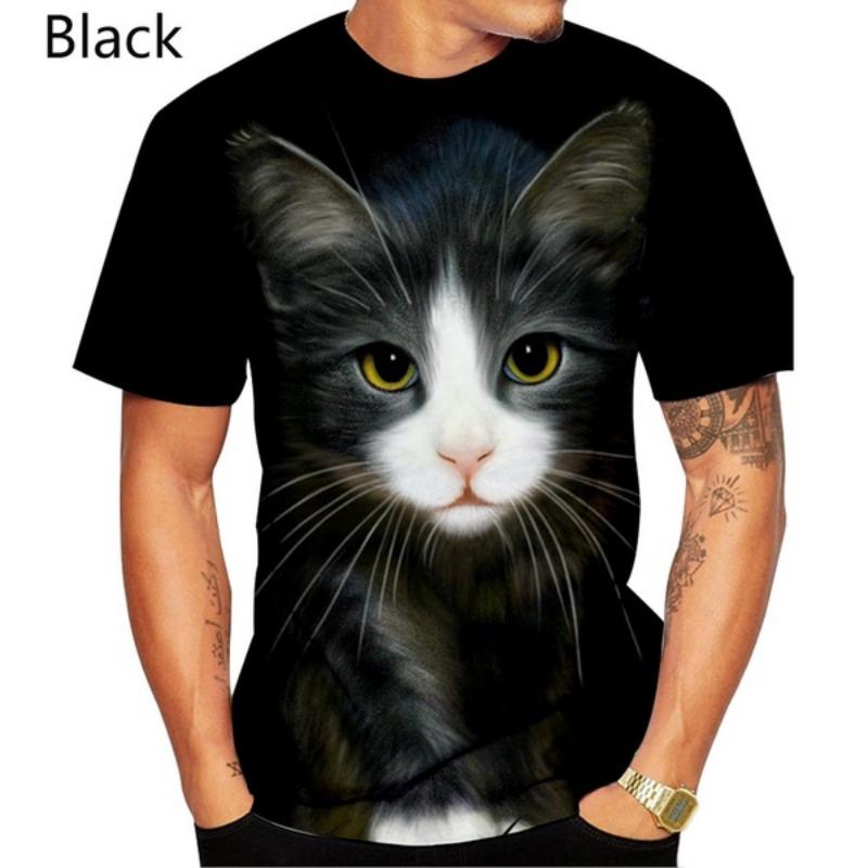 Summer Fashion Popular Cool T-shirt Men's and Women's 3d T-shirt Printing Cat Casual Short-sleeved Shirt Top