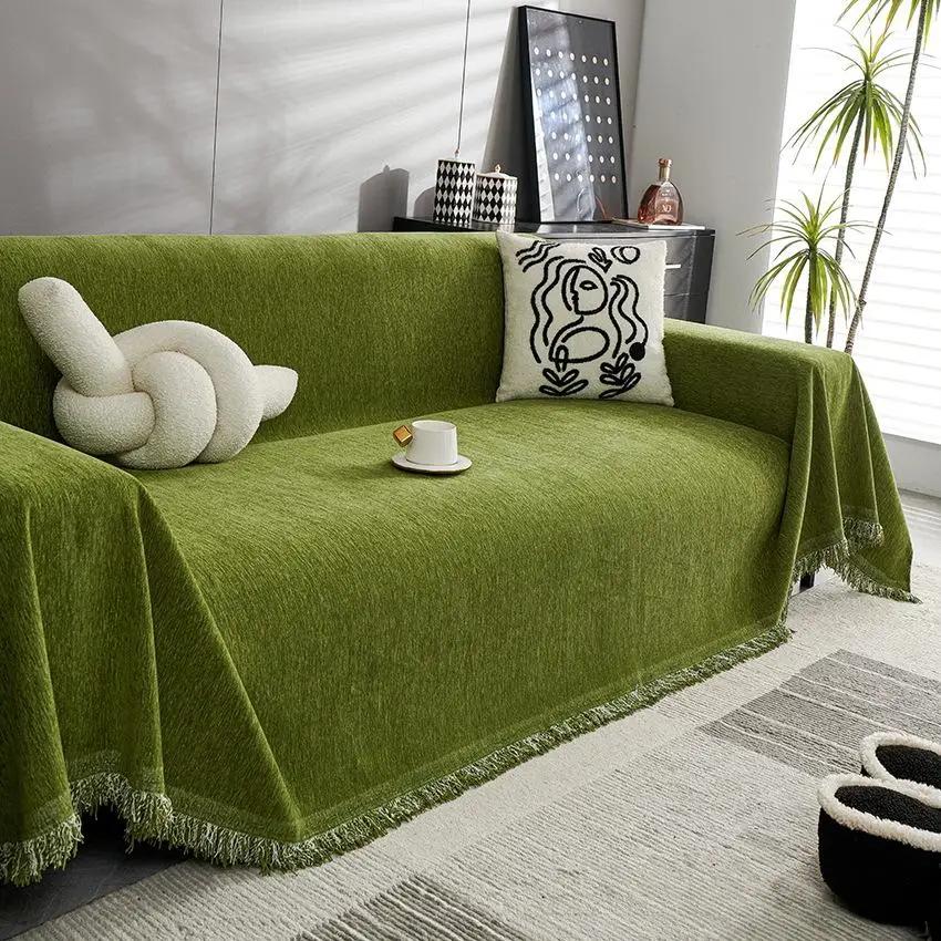 

1 шт. Простое полотенце для дивана, полное покрытие, защита от царапин для дивана, чехол для гостиной, чехол для кровати для собак и одеяло для домашних животных 1seater 180x130cm зелёный