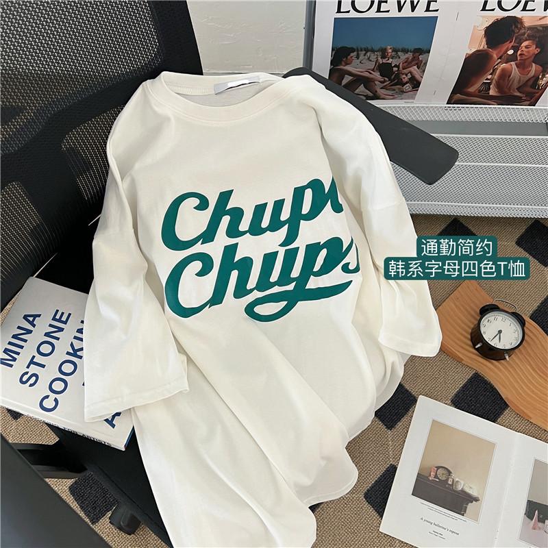 

Летняя хлопковая свободная футболка оверсайз с коротким рукавом, женская, с рисунком плитки, средняя и большая длина M белый