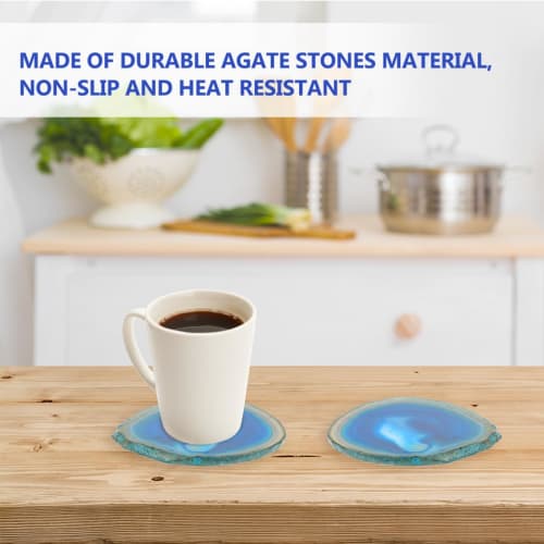 Cabilock Natural Agate Coasters, Creative Design, Round Coasters, Highly Absorbent, Stylish Cup Mats for Offices, Homes, and Bars