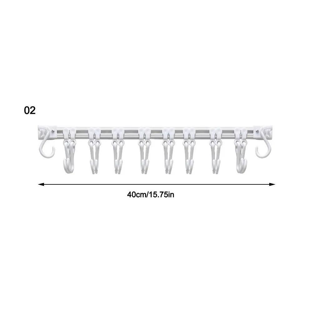 No Punching Storage Rack Hook Sliding Rail Cabinet Hook Organizer  Kitchen Storage