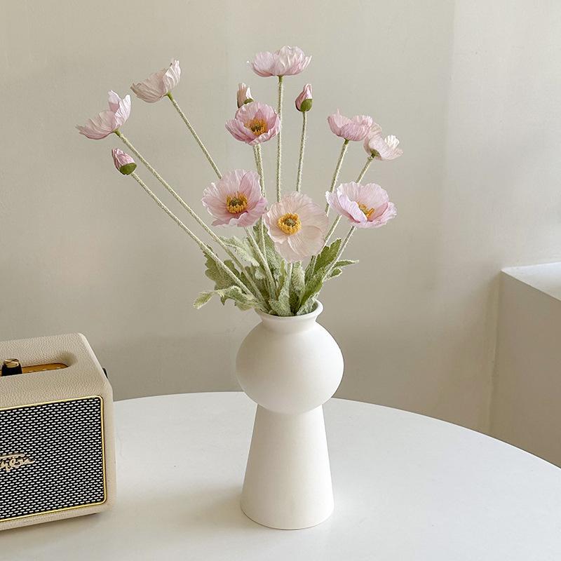 Pink Iceland Poppy Artificial Flower Arrangement for Living Room Decoration