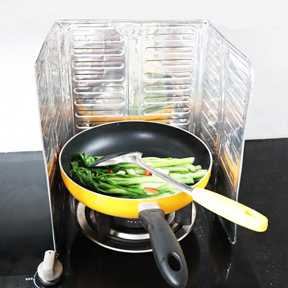 3 Sided Splatter Guard Kitchen Splatter Shield Foldable Oil Proof Plate Board Aluminum Foil Oil