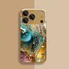 Gold Liquid Splashing Crystal Tempered Glass Phone Case For iPhone 17 Pro Max 16 15 14 Plus 11 12 13 Pro Max 16E 17Air Cover