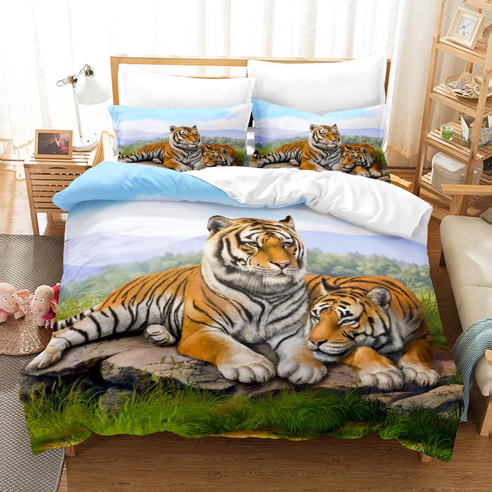 3D Digital Printing Three-Piece Set, Chinese Tiger Picture 3D Digital Printing Bedding Kit