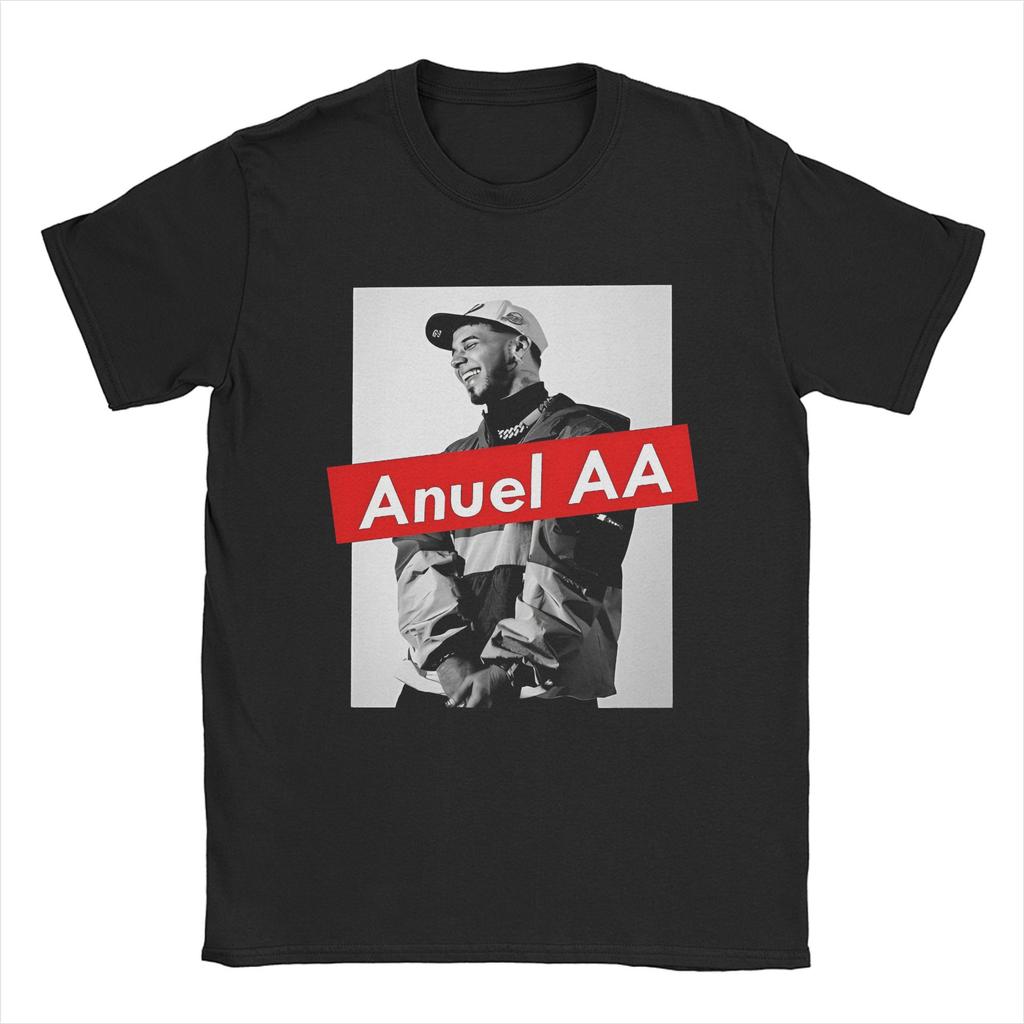 Anuel AA Real Hasta La Muerte T-Shirts Men Rapper Music Novelty 100% Cotton Tee Shirt Round Neck Short Sleeve T Shirt Clothes