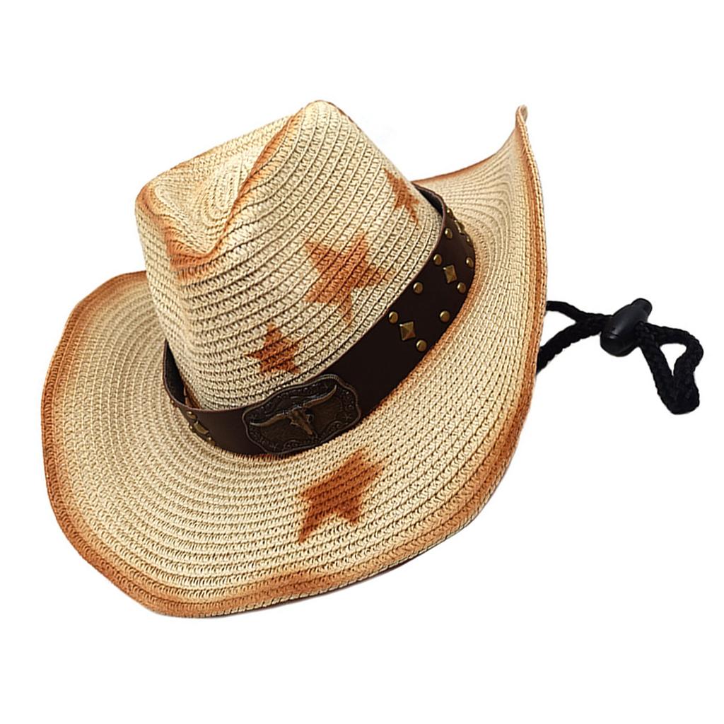 Vintage Straw Hat Beach Protable Hat Men's Western Hat Retros Styles Hat for Men and Women
