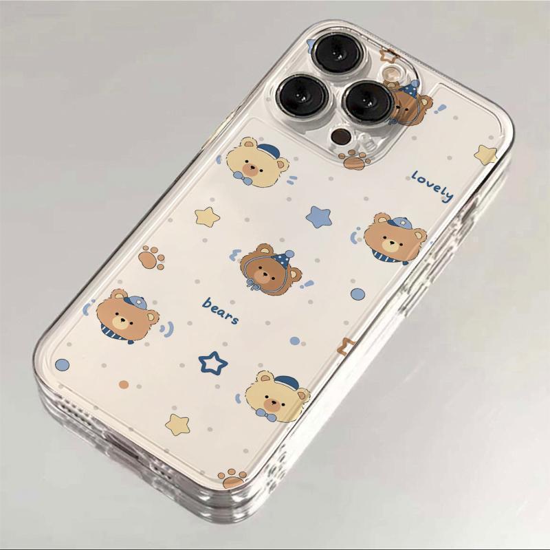

Прозрачный чехол для телефона Little Star Bear для Apple 17 Pro, 16, 15, 13 Pro Max, 12, 11 iPhone 8 Plus