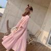 Korean Style Summer Maternity Dress Set - Long, Plus Size & Trendy for Hot Moms