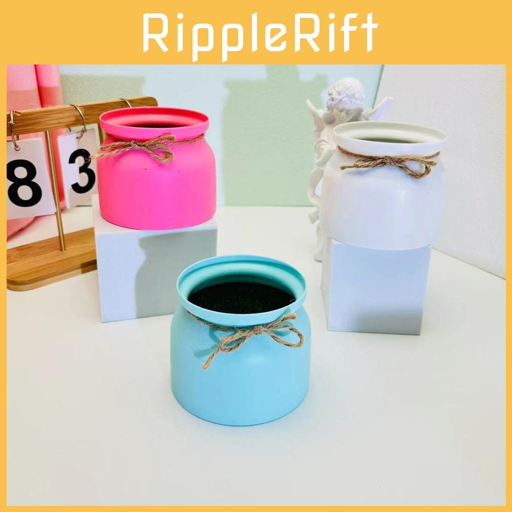 Macaronfarben Kanten Schmetterlingsschleife Blumentopf Hochzeit Hoteldeko Pflanzenadapter für künstliche Topfarrangements